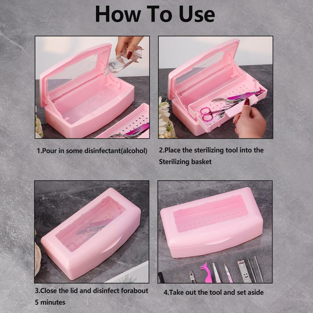 1 pcs Nail Sterilization Box Nail Tools Sterilization Box False Eyelash Cleaning Box Alcohol Cleaning Soaking Filter Box