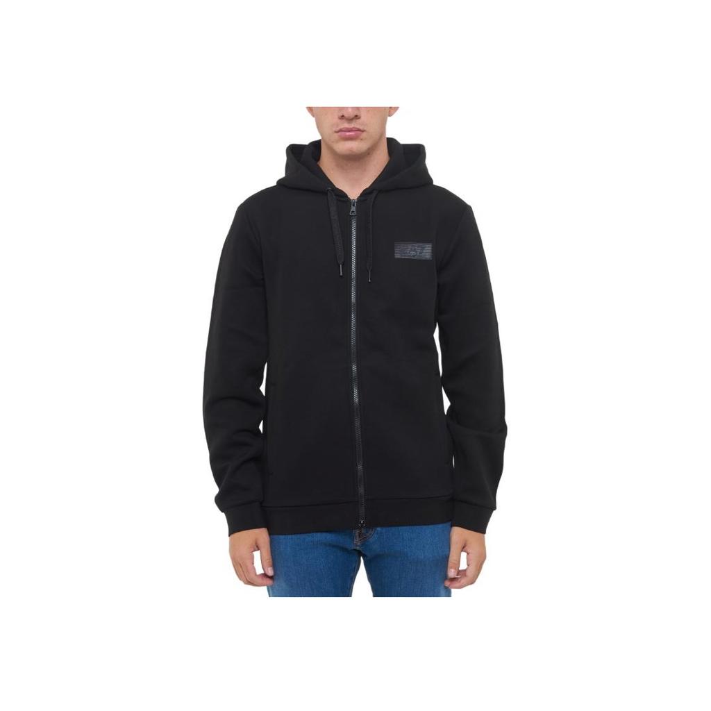 Emporio Armani EA7 Logo Hooded Zip Long Sleeve Sweatshirt Men sweatshirt Black 6DPM26-PJODZ-1200