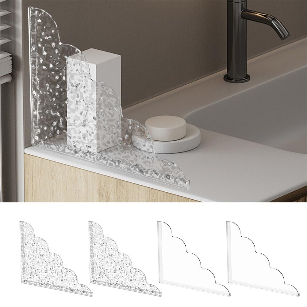 2 Piece Acrylic Shower Spatter Guard Set with Silicone Backing for Splash Reduction In Residential and Commercial Bathrooms