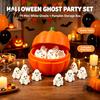Pumpkin Storage Organizer Halloween Box with 20 Mini Ghosts, for Candy & Ghost Figures Treat, Container Lid Trick or Treat Holiday Party