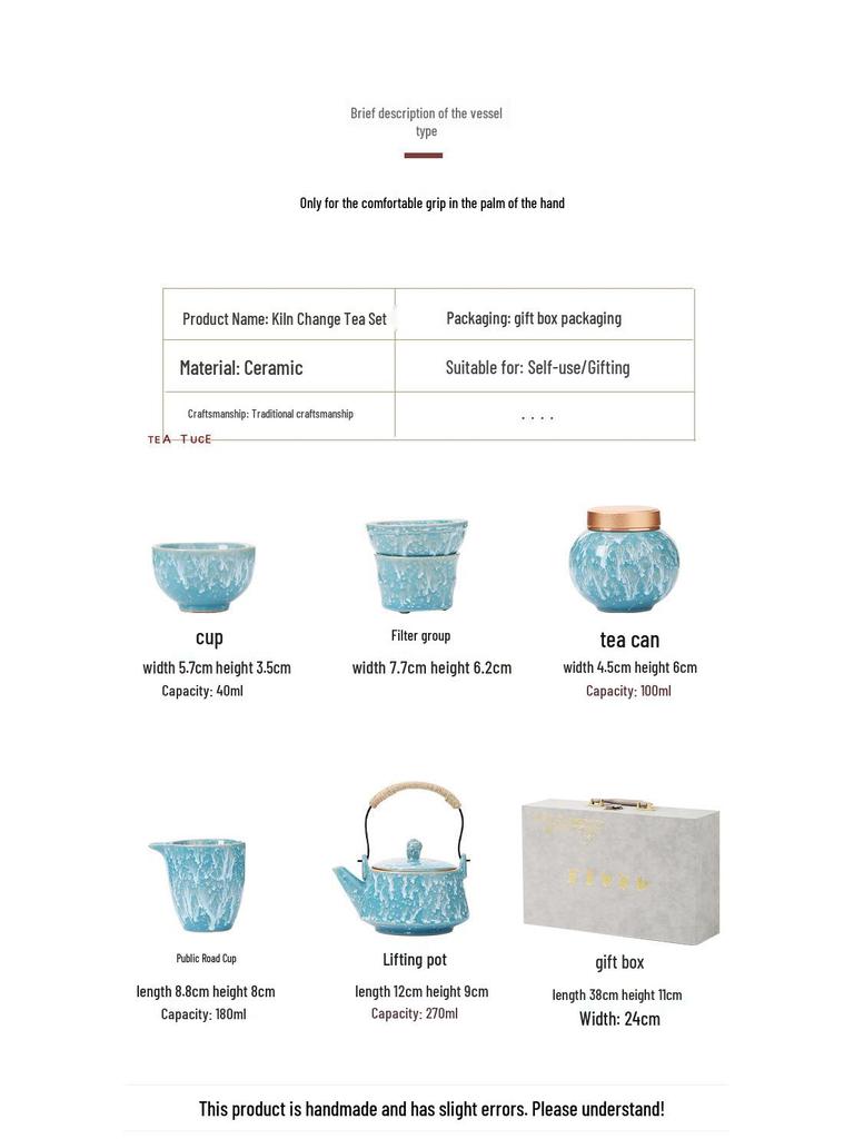 Tenmoku Glaze Kung Fu Tea Set: Teapot, Gaiwan, Jianzhan, Infuser, Gift Box