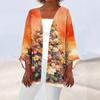 Women's Casual And Fashionable Christmas Printed Lightweight Mid Length Jacket Cardigan