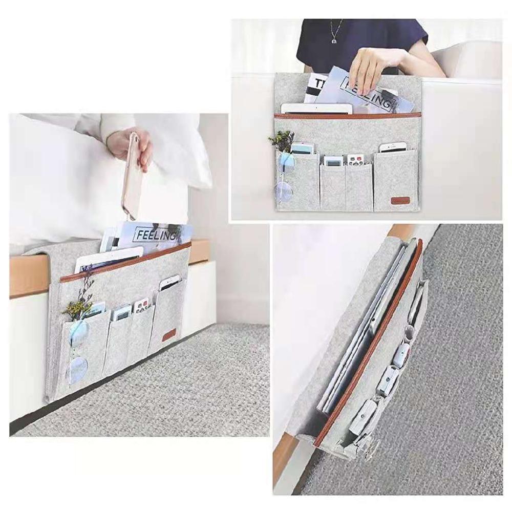 1PC Felt Bedside Storage Bag Bedside Remote Control Hanging Bag Student Dormitory Felt Bedside Hanging Bag