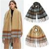 Tassel Fringe Plaid Wrap Soft Knit Long Scarf Elegant Winter Scarf For Unisex