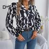 Dámská košile se zapínáním na knoflíky Ležérní Dlouhý rukáv Klopa Top Volný Potištěný streetwear Oblečení na pracovní párty Dovolená Cestování