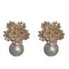 Earrings Pearl Stunning 2023 New Design Alloy Material Floral Style Shiny Diamond Earrings Pearl