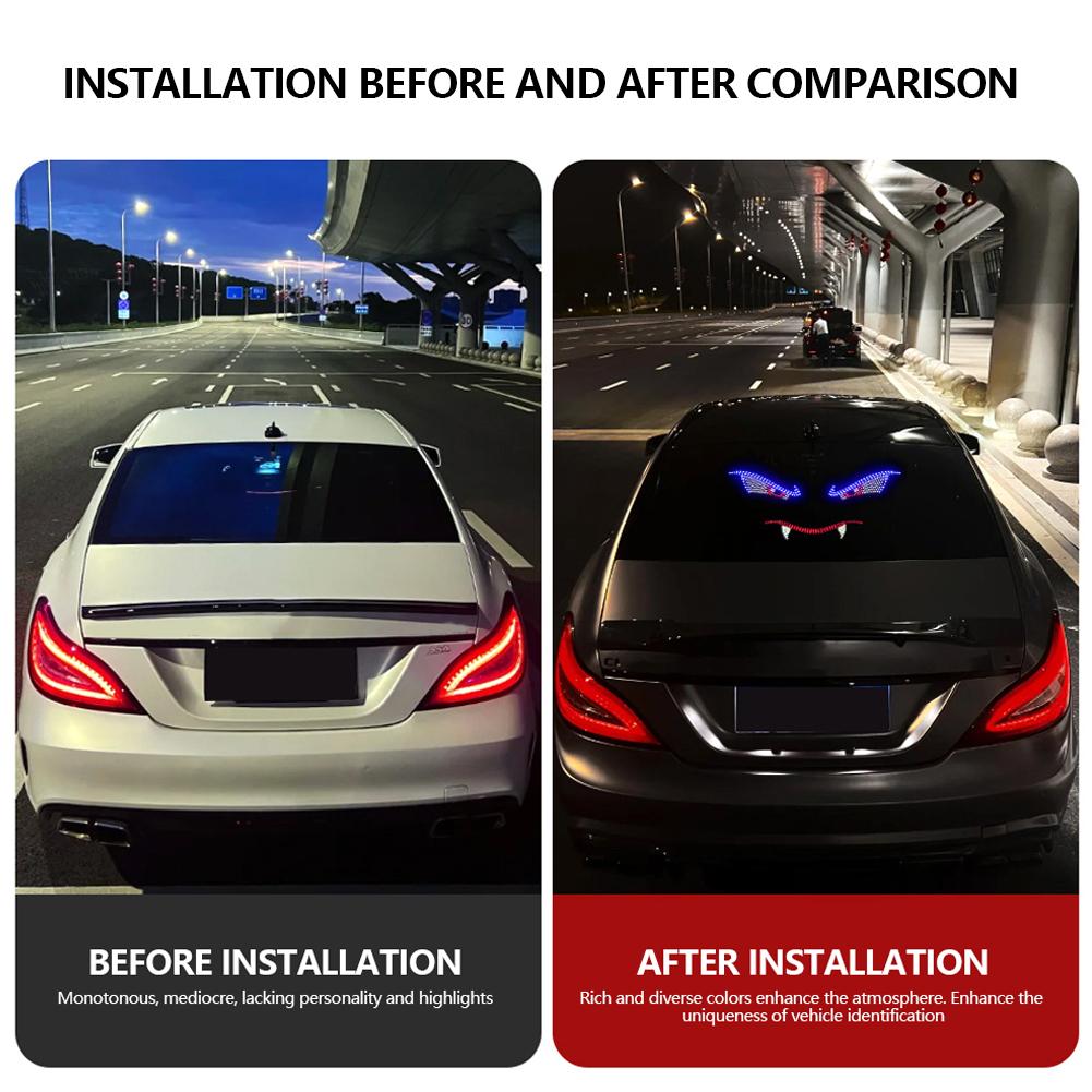 11 Mode Devil's Eye Car Rear Window LED Decorative Light Warning Light Devil Eye Atmosphere Light Auto Decoration Accessories
