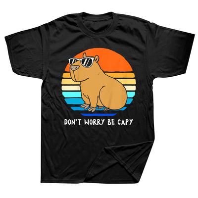 Magliette Grafiche Cotone Streetwear Manica Corta Regali di Compleanno Donna T-shirt Divertente Retro Capibara Non Preoccuparti Sii Capy 01336