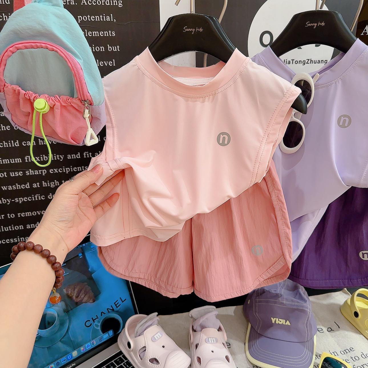 2026 Summer Kids Sleeveless Quick-Dry Vest & Shorts Set - Sun Protection, Ice Feel, Korean Style 80