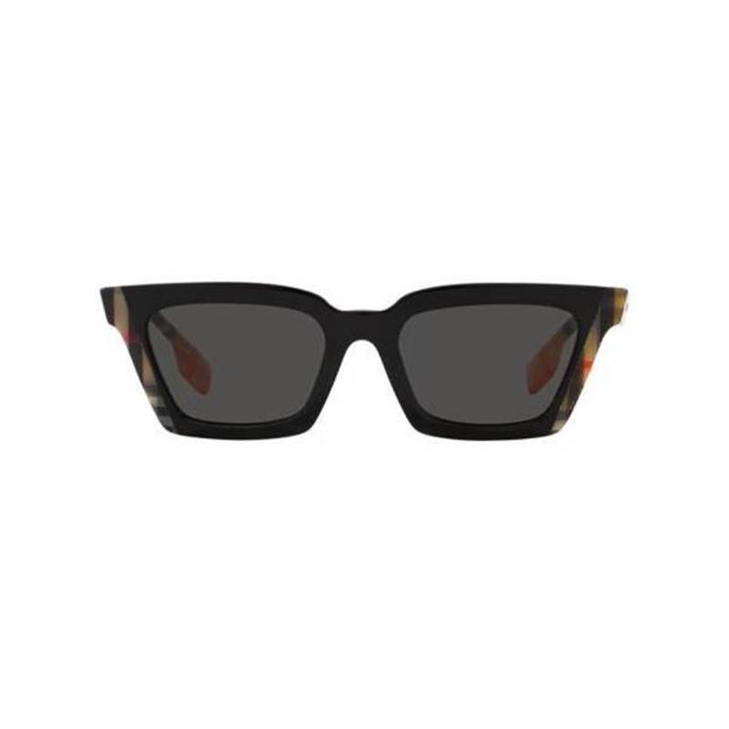 Burberry Contrast Temples Acetate Irregular Sunglasses Women's Black