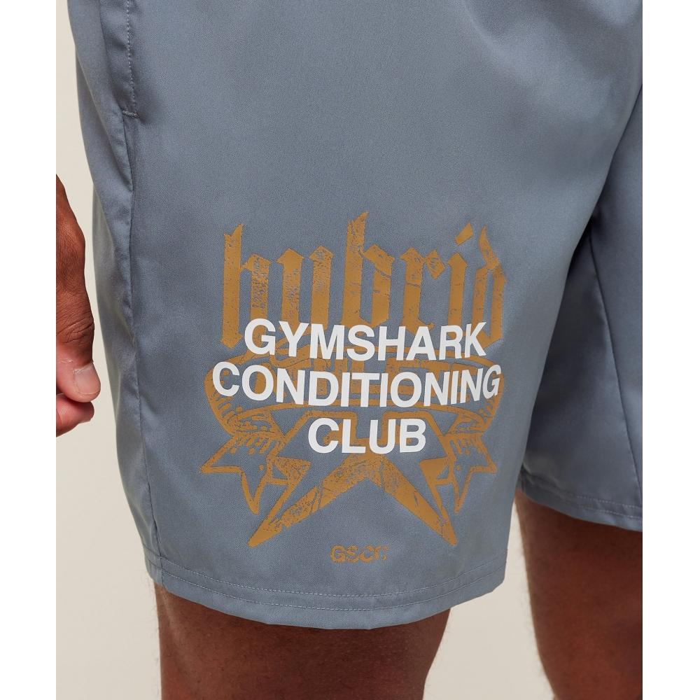Gymshark Hybrid Graphic 7  Shorts Iron Blue A3c3x Uctm