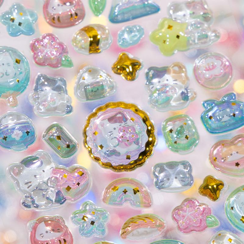 Cartoon Cute Animal Crystal Relief 3D Stickers Scrapbooking Journaling Diary Phone Case Decoration