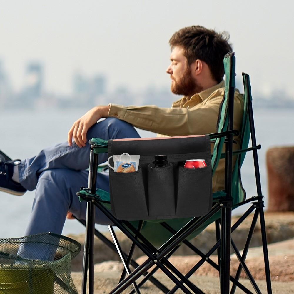 Camping Chair Armrest Storage Bag Canvas Folding Chair Organizer Side Pocket Pouch Bag for Outdoor Camping Picnic Fishing Bag
