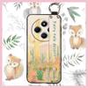 Silicone Soft case Phone Case For Redmi A4 5G Wrist Strap Ring Kickstand Flower Anti-dust Lanyard Phone Holder Durable