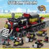 DIY 6 In 1 Train Track Robot Vehicle Truck Building Blocks Kit Girls Bricks Movie Model Kids STEM Educational Birthday Boys Toys