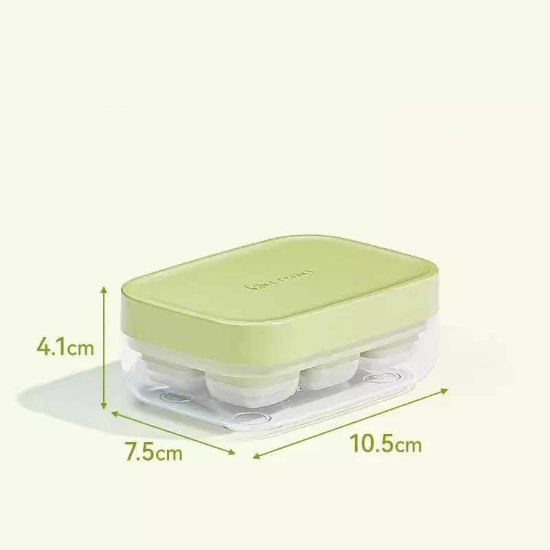 Portable 6Grid Ice Tray Mold Food Grade Silicone Easy Release Ice Cube Tray Press Type Diy Ice Maker Ice Cube Tray зелёный