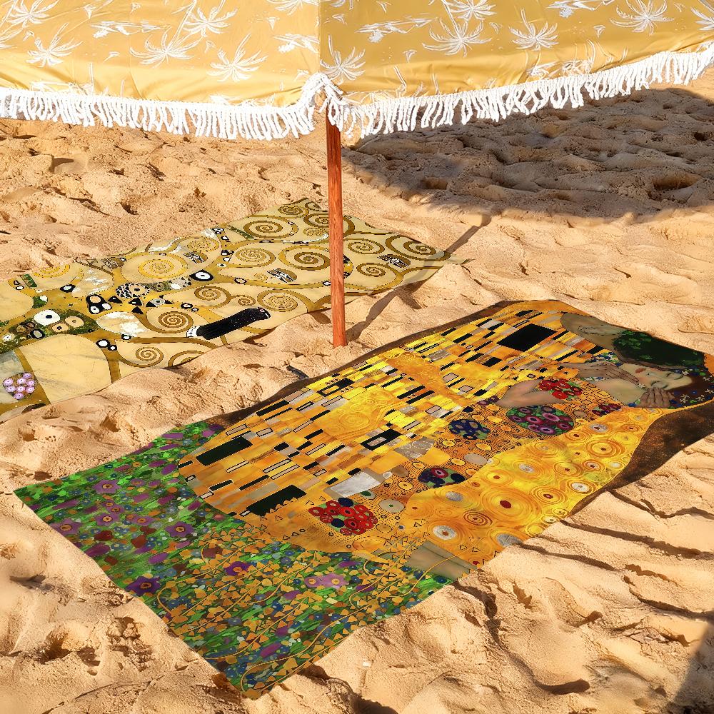 Art Gustav Klimt Kiss Towel Quick Drying Beach Towels Are Suitable For Swimming Pools Camping Yoga And The Gym