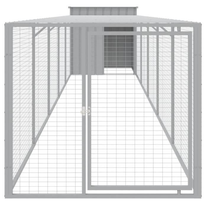VidaXL Chicken Coop with Run Light Grey 110x609x110 Cm Galvanized Steel 3189095