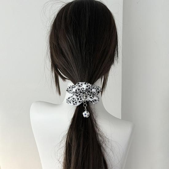 Women Hair Tie High Elasticity Football-Themed Design Hair Rope with 3D Soccer Pendant Ponytail Bun Sports Accessories