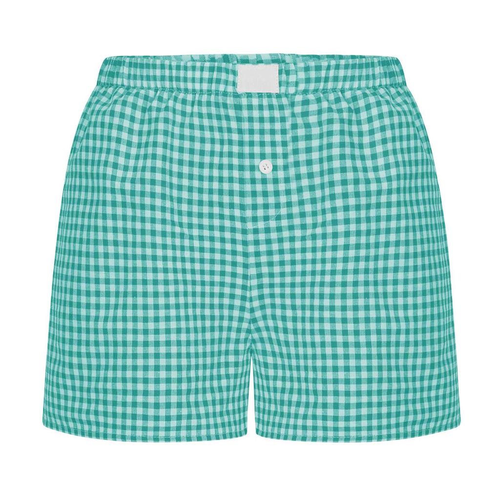 Women's Retro Plaid High-Waisted Wide-Leg Casual Shorts