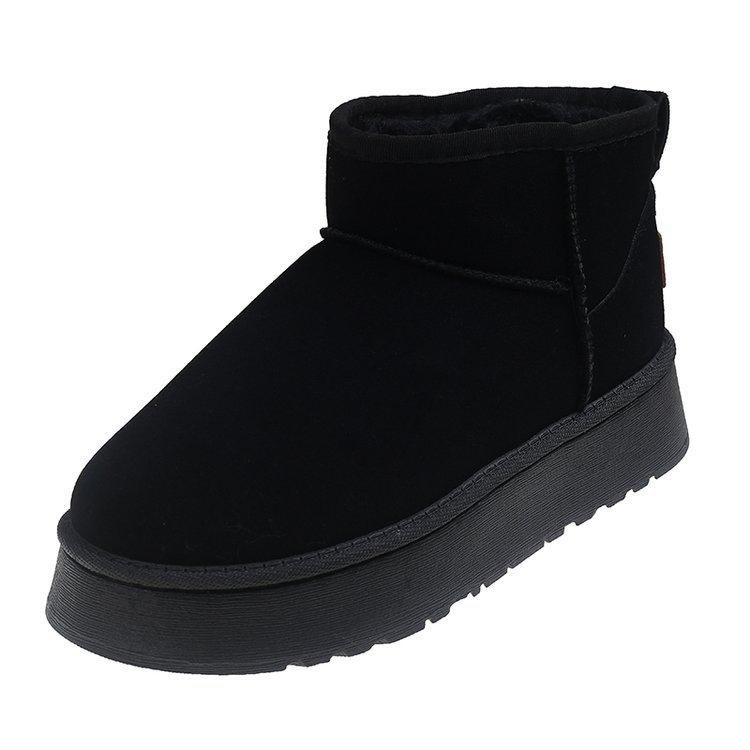 Solid Color Snow Boots 2025 Autumn and Winter Fashion Cotton Shoes Korean Version Foot Cover Non-slip Velvet Comfortable Short Women's Shoes Foreig