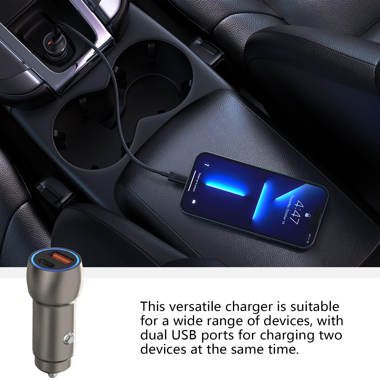 

Автомобильное зарядное устройство USB C, адаптеры прикуривателя, USB зарядное устройство, PD30W QC3.0, 2 порта, тип C, адаптеры автомобильного зарядного устройства USB