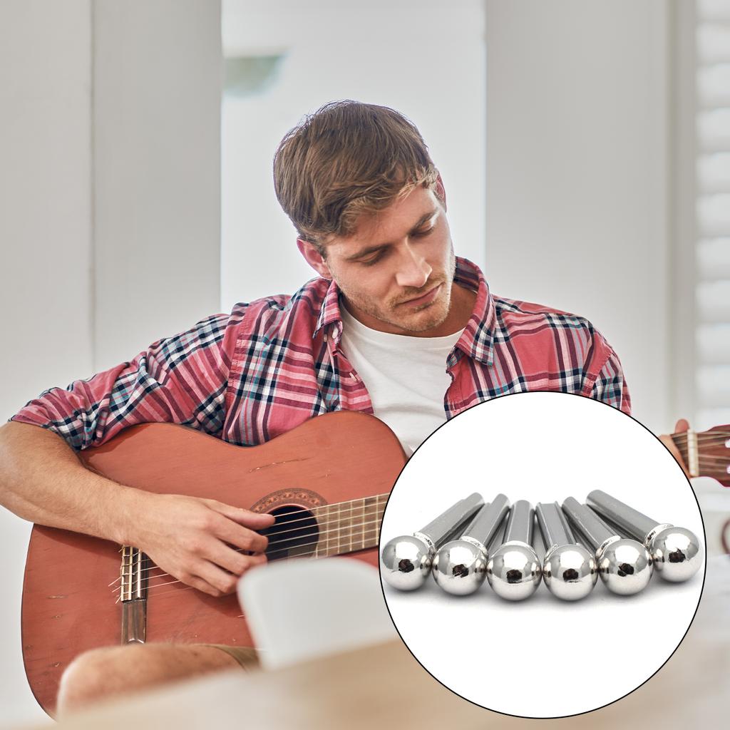 Pack of 6 Guitar Bridge Pins Pegs for Folk Guitars Guitar Bridge Pins Replacement Guitar End Pin Guitar String Peg Nail