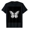 Camiseta Minimalista Con Dise?o De Mariposas En Blanco Y Neg