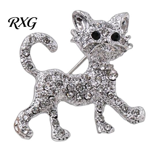 Kitten Lapel Pin Rhinestone Cat Shape Brooch Pin, Clip for Animal Accessory Women Girls, Sweater Cardigan Coat Suit Decoration Jewelry Accessories