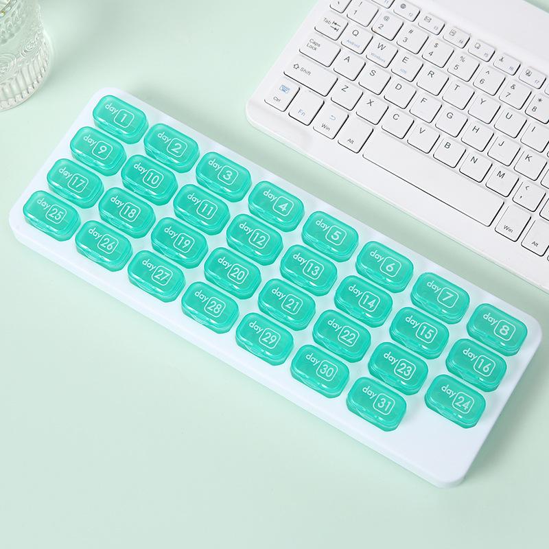 Portable 31-Grid Monthly Pill Box: Moisture-Proof, Transparent, Independent Storage Box for Easy Dispensing