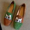 Spring New Flat Shoes for Women Square Head Shallow Mouth Suede Stitching Embroidery Soft Sole Non-slip Single Shoes