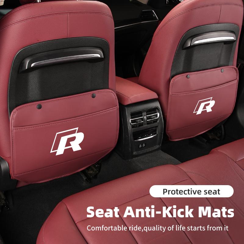 New 2026 Emblems Car Anti-kick Pad Leather Auto Seat Back Protector Pads Anti Scratch For VW Jetta Golf Beetle CC EOS MK2 MK4 EK1 g1