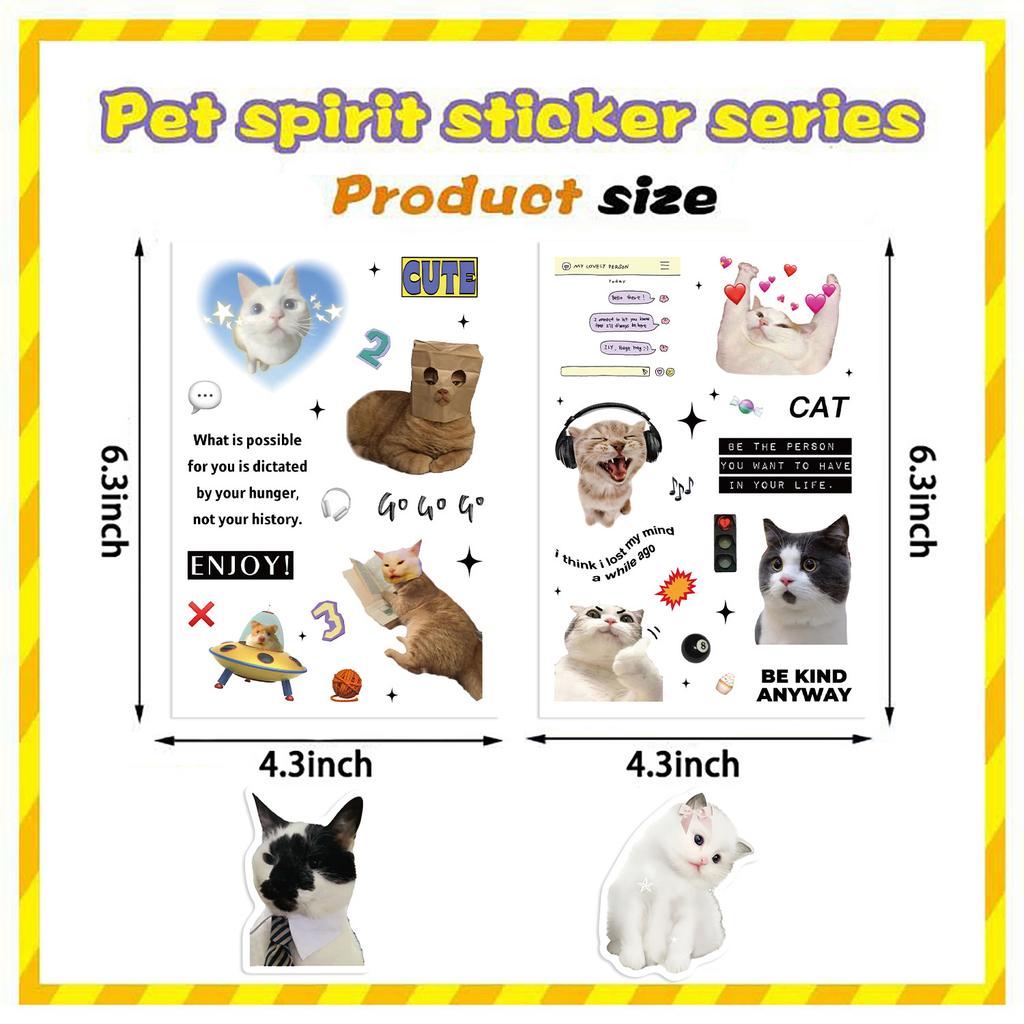 8 Styles of INS Cat Expression Meme Stickers Waterproof Diary Hand Account Stickers Gu Card Stickers DIY Decorative Stickers