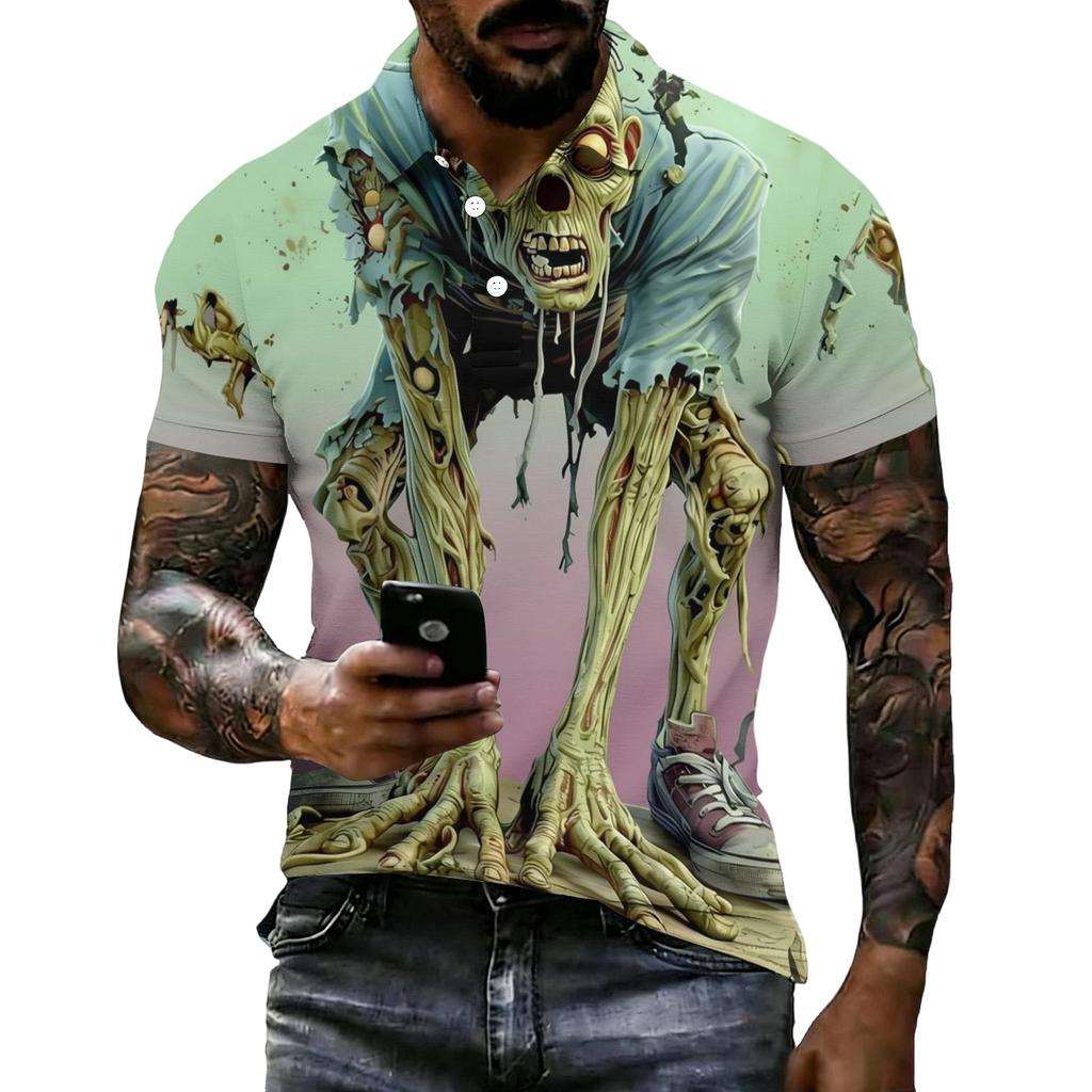 Unisex Loose Fit Short Sleeve Halloween Printed T-Shirt