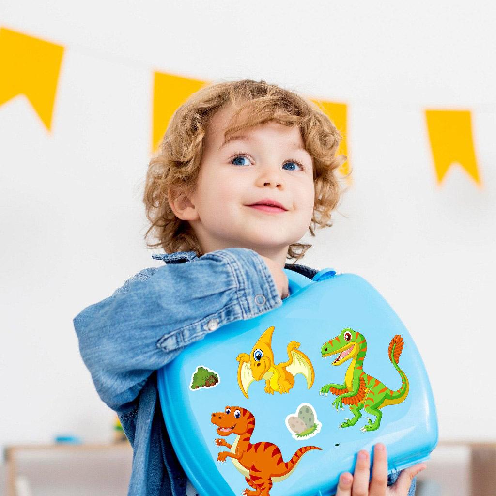 8PCS Dinosaur Make a Face Sticker, Cute DIY Puzzle Face Swap Decals for Diary Notebook Phone Fridge, Cartoon Animal Stickers