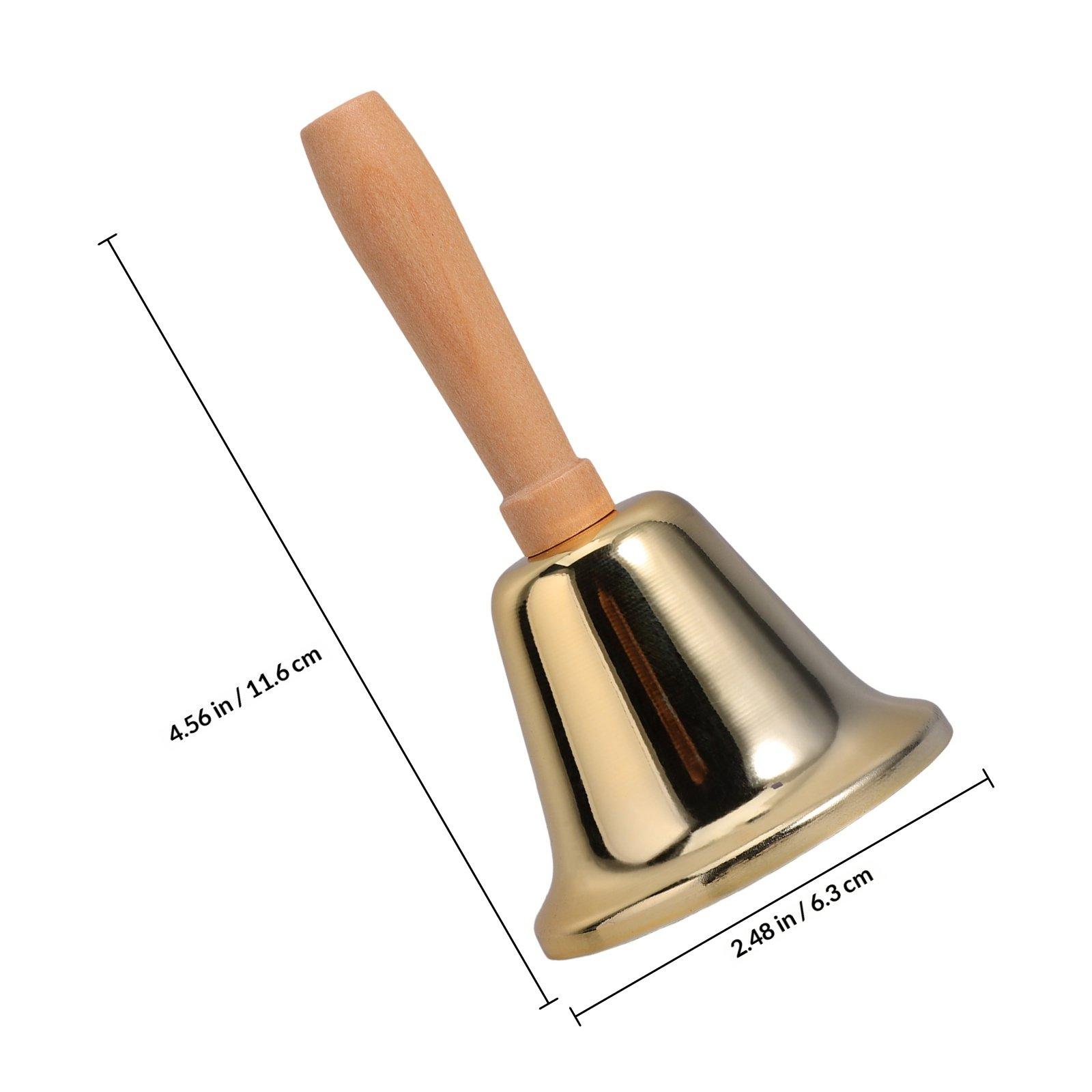 Metal Hand Bell Wooden Handle 11.6x6.3cm Loud Ringing Dinner Call Bell Classroom Wedding Hand Bells Handheld Bells золотистый