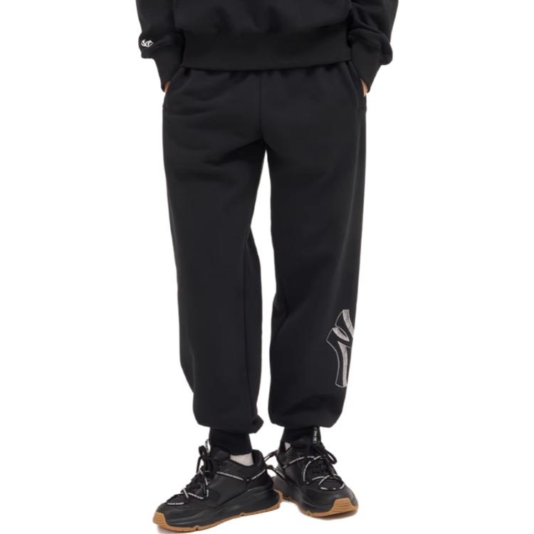 MLB FW23 New York Yankees Solid Color 3D Printed Cuffed Knit Joggers Unisex Joggers Black 3APTB0434-50BKS