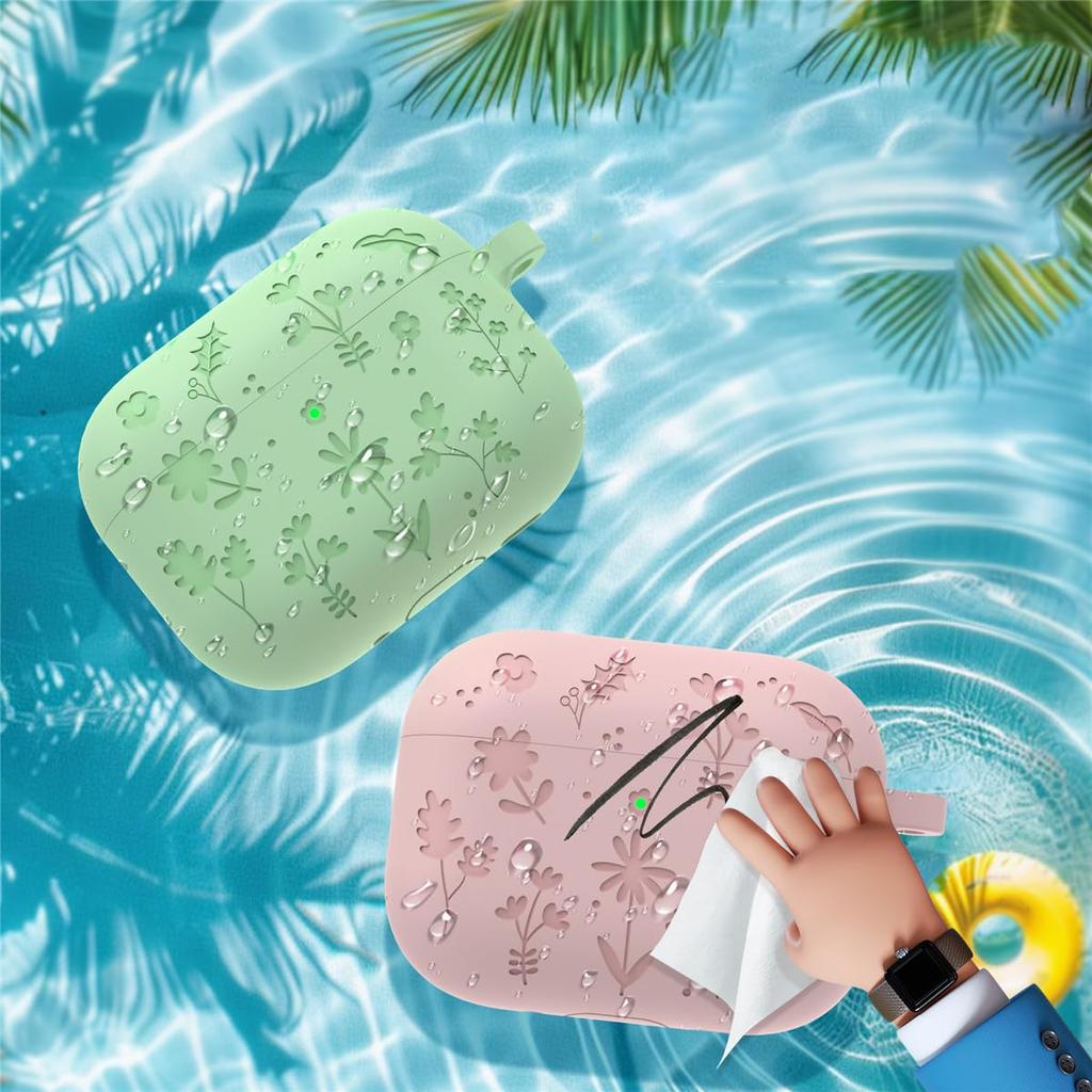 Cute Flower Engraved Case for AirPods Pro 3 Case 2025 with Cleaning kit Anti-Drop Silicone Case For Airpods Pro 3rd Generation