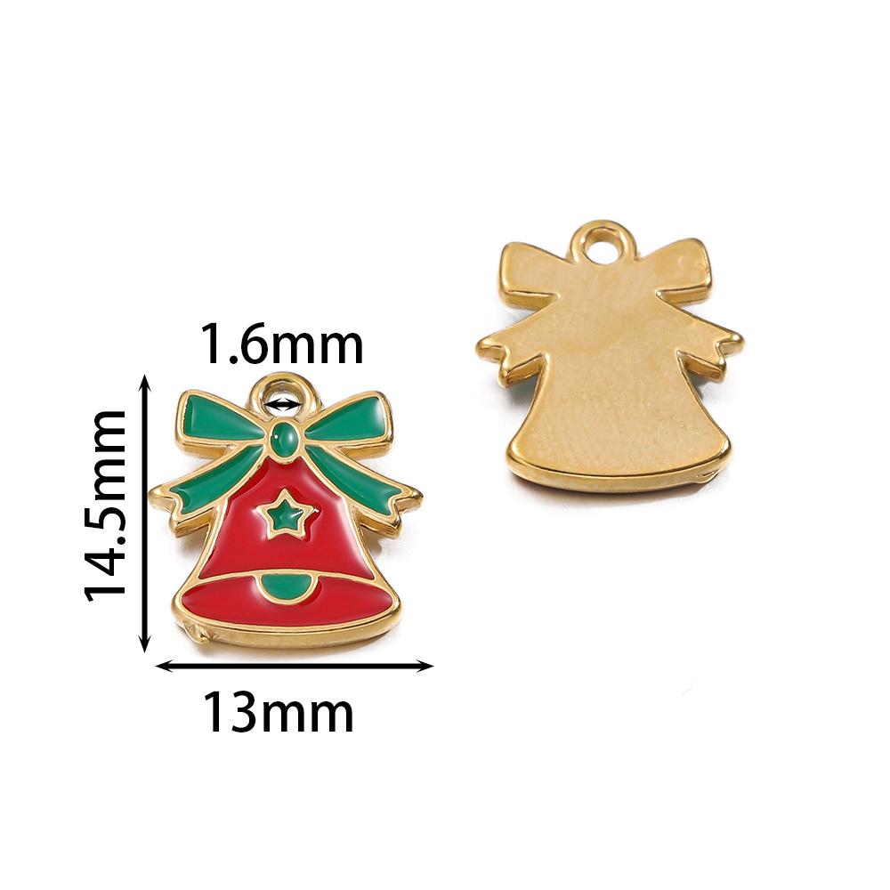 1pcs Stainless Steel Christmas Charms Gold Color Santa Claus Christmas Tree Enamel Pendants For DIY Earrings Necklaces Making