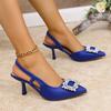 Fashion Women's Heeled Sandals 2025 Summer New Fashionable Pointed Crystal Shoes Temperament Baotou Sandals for Women Sandalias De Mujer
