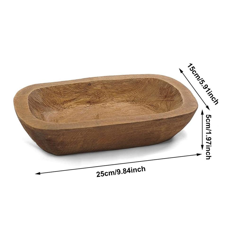Decorative Storage Tray Solid Wood Craft Bowl for Coffee Table Display and Ornament Holder