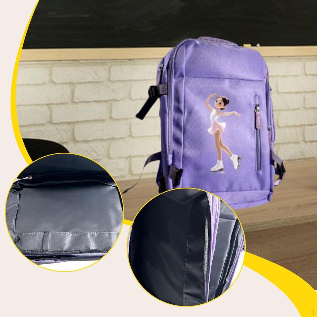 Borsa per Pattini da Ghiaccio Pattinaggio Artistico Grande Capacità Portatile Zaino a Rotelle
