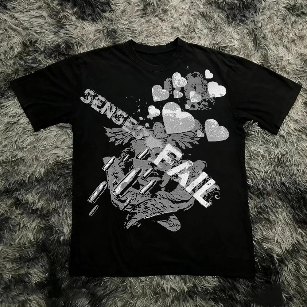 Men Women Y2K Graphic T-Shirt Summer Short Sleeve Punk Gothic Tee Tops Vintage 90s Aesthetic Emo Clothes Harajuku Streetwear