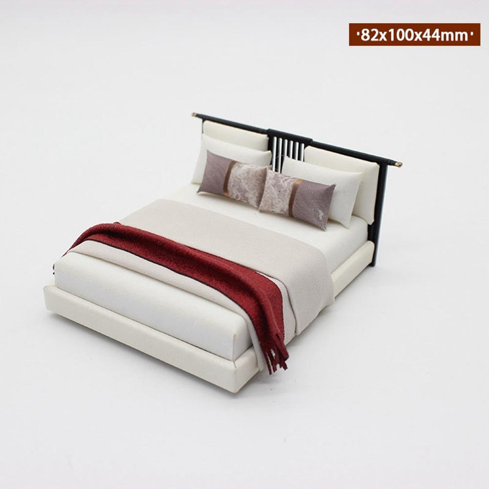 1:20 Dollhouse Miniature Bed DIY Bedroom Furniture Doll House Bed  Dollhouse Decoration