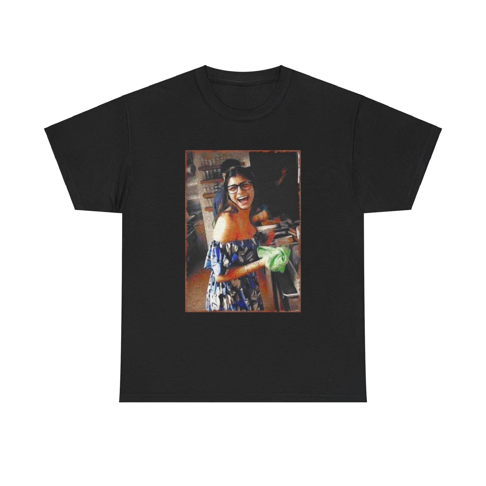 Men s and Women s T-shirts Mia Khalifa Poster Shirt Funny Model Onlyfans Graphic Gift Unisex Heavy Cotton L