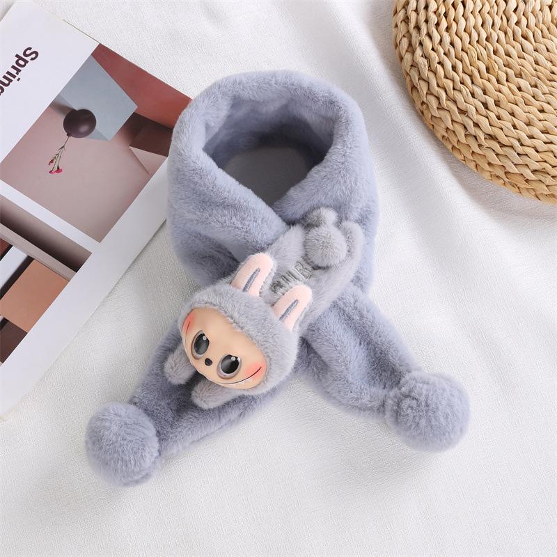 Toddler Christmas Red Scarf - Cute Cartoon Bear, Plush Imitation Rabbit Fur, Thick & Warm Neck Warmer