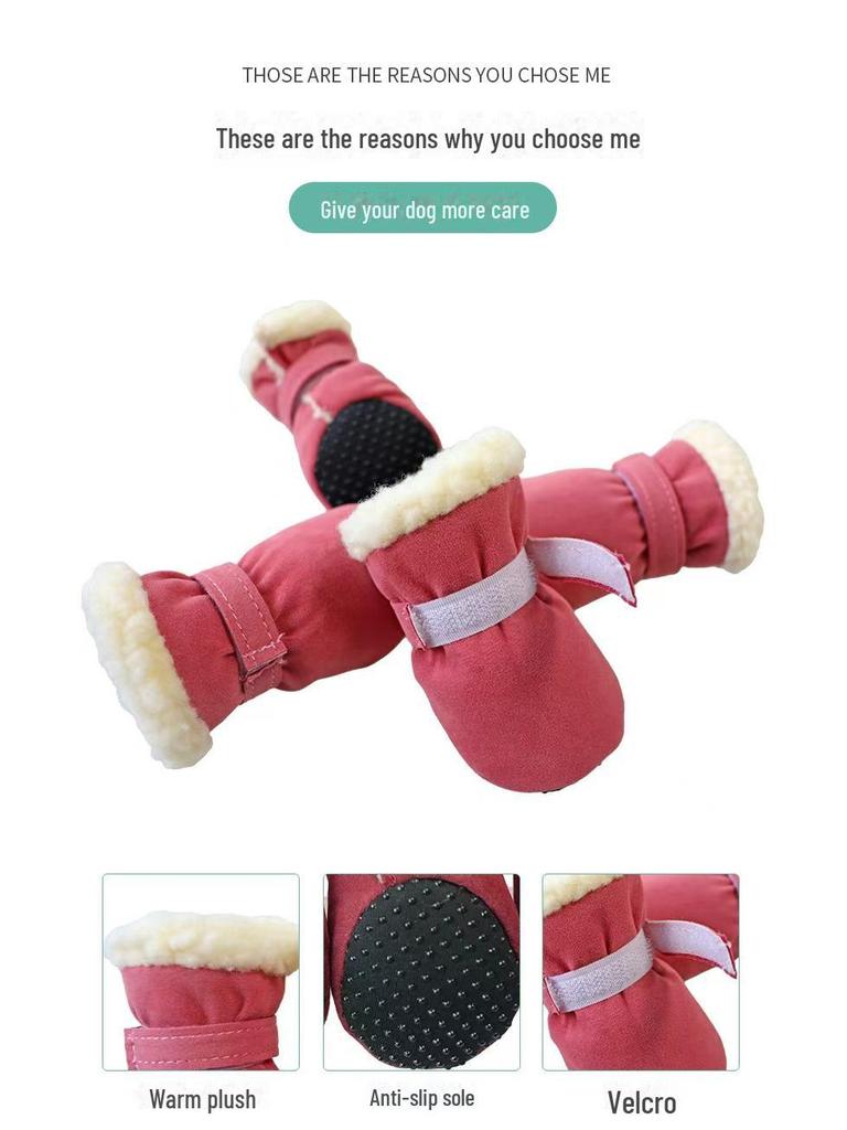 Velvet Snow Boots for Small Dogs: Soft Sole Pet Shoes for Teddy, Pomeranian, Poodle, Bichon Frise