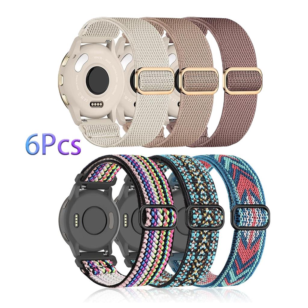 6 Piezas Banda Elástica de 18/20/22 mm para Garmin Forerunner 255 255S 265S 955 965 945 745 Venu 2 3 4S Sq Vivoactive 4 5 Correa Deportiva de Nailon