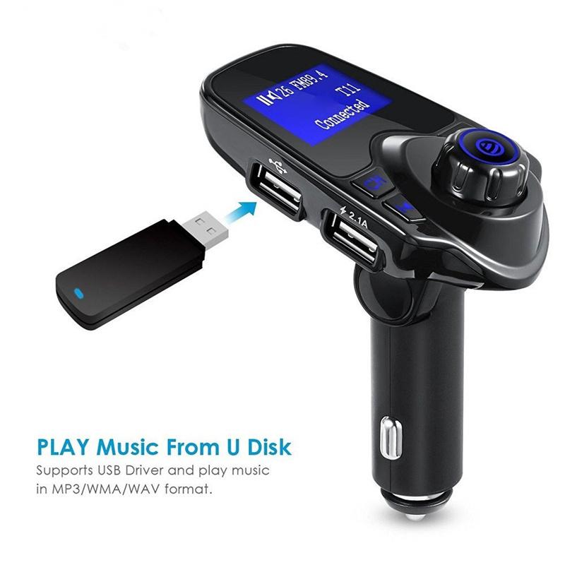 

T11 Bluetooth-compatible Car Kit MP3 Music Player Adapter FM Transmitter Dual USB Charger Support U-disk/TF/AUX (CE/FCC/RoHS) Type A