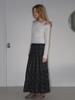 Etmont Check Tiered Long Skirt, Black